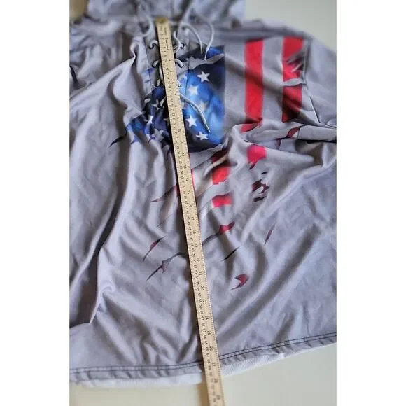 Men's Plus Size Patriotic Hoodie with American Flag Print Pullover‎ 5XLGray - Picture 4 of 7